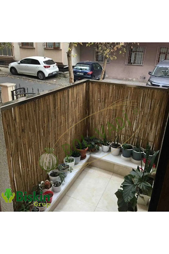 50CM x 5METRE Doğal Bambu Kamış Çit, Hasır, Bahçe ve Balkon Deokarasyonu , Misina İpli Natural