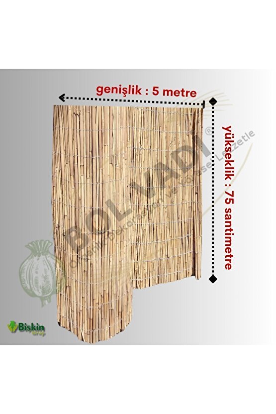75cm X 500cm Afyonkarahisardan Misina Ipli Doğal Bambu Kamış Çit,bahçe Çiti,hasır Çit, Gölgelik