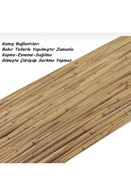 TEL DOKUMA Kamış Çit Bambu Hasır Yükseklik 2,00 Metre En 5,00 Metre Doğal Kamış Gölgelik 2x5 Metre