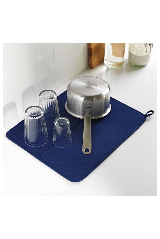 Bulaşık Pedi Uzunluk: 44 Cm İkea Bulaşık Kurutma Örtüsü Bulaşıklık Altı Mavi Polyester