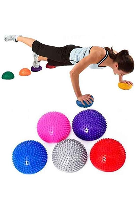 Denge Nehir Taşları dikenli Duyusal Denge Yarım Top 5 Lİ Set KAYMAZ ZEMİNLİ