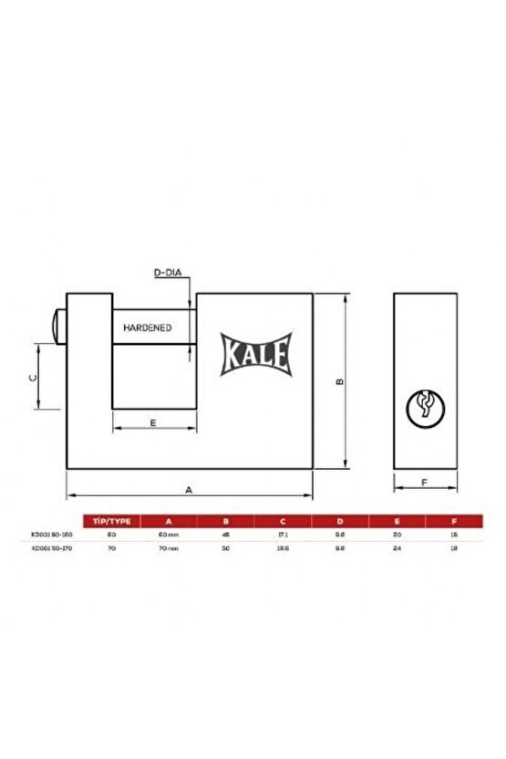 Yatay Pirinç Asma Kilit Sarı 80 Mm