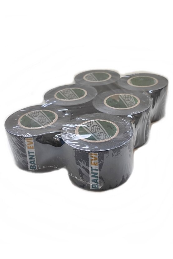 Bant Evi Siyah Pvc Bant 6 Adet 5cmx25m Izolasyon Bandı 50mm