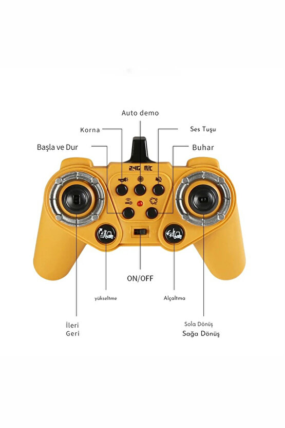 Oyuncak 12 Kanallı 2.4 Ghz Uzaktan Kumandalı Şarjlı Buhar Atan Forklift İş Makinası Koliler Dahil