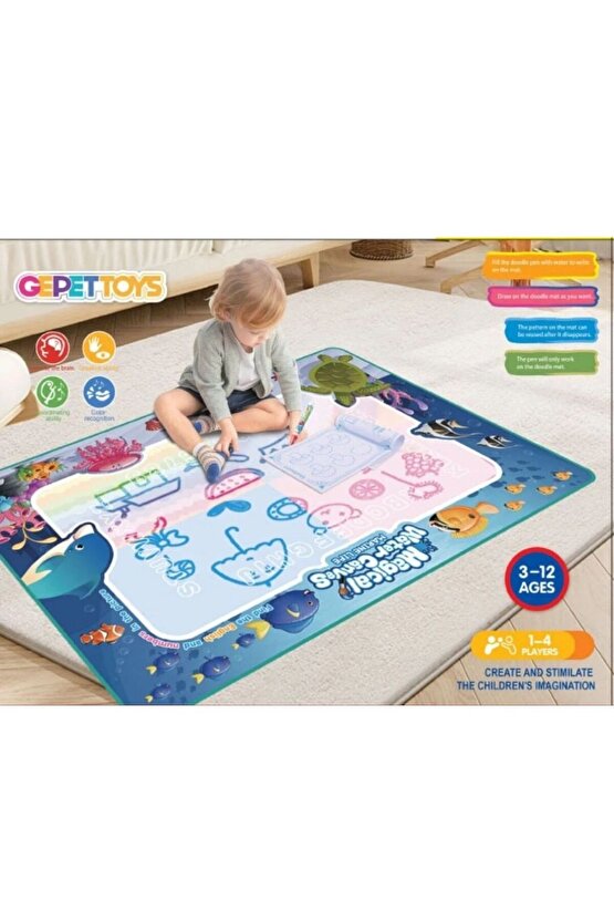 Water Magic Sihirli Boyama Halısı – Su ile Çizim, Tekrar Kullanılabilir, 3-12 Yaş