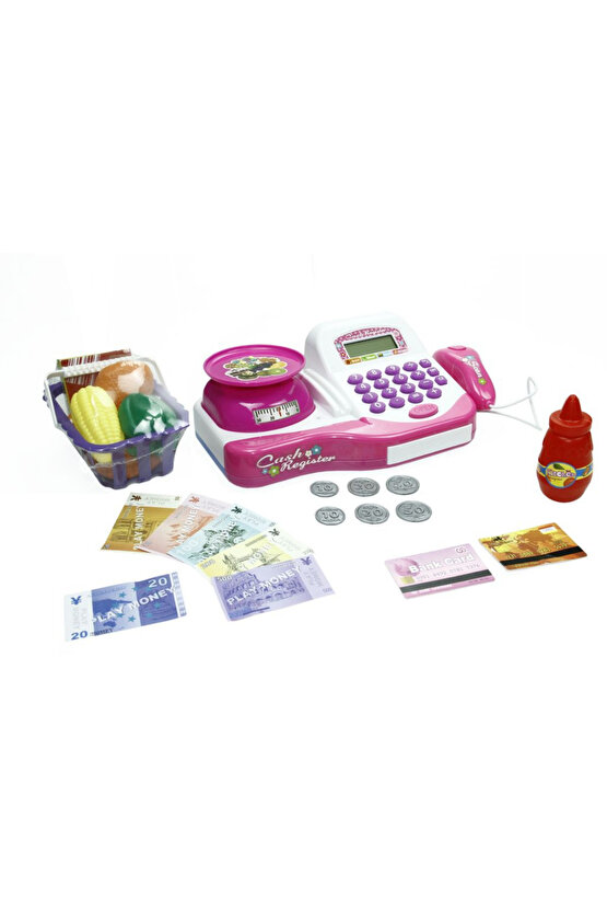Oyuncak Sesli ve Işıklı Terazili Hesap Makinalı Yazar Kasa Alışveriş Seti YazarKasa (Pil Hediye)