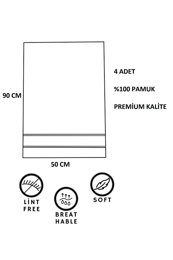 4 Parça %100 Pamuk 50 x 90cm Kahve Banyo Havlu Seti Banyo El Yüz Havlusu