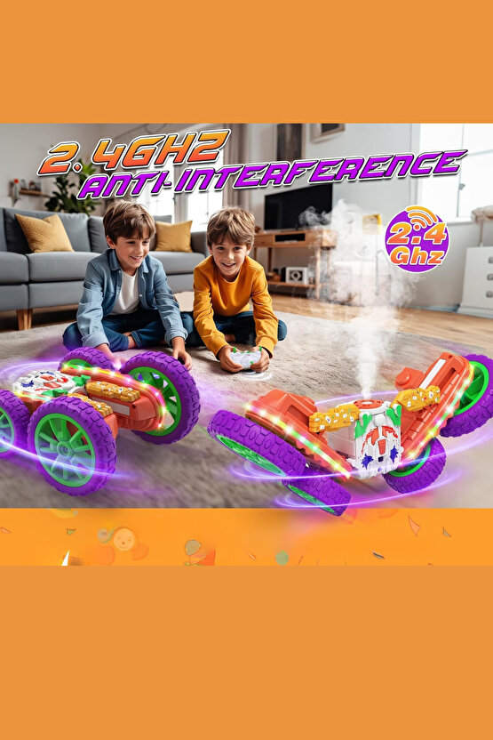 Oyuncak 2.4 Ghz Uzaktan Kumandalı Şarjlı Buhar Atan Akrobat Araba Batman Joker