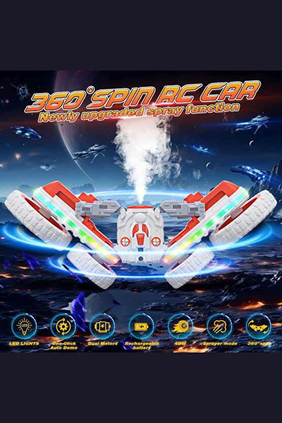 Oyuncak 2.4 Ghz Uzaktan Kumandalı Şarjlı Buhar Atan Akrobat Araba Batman Joker