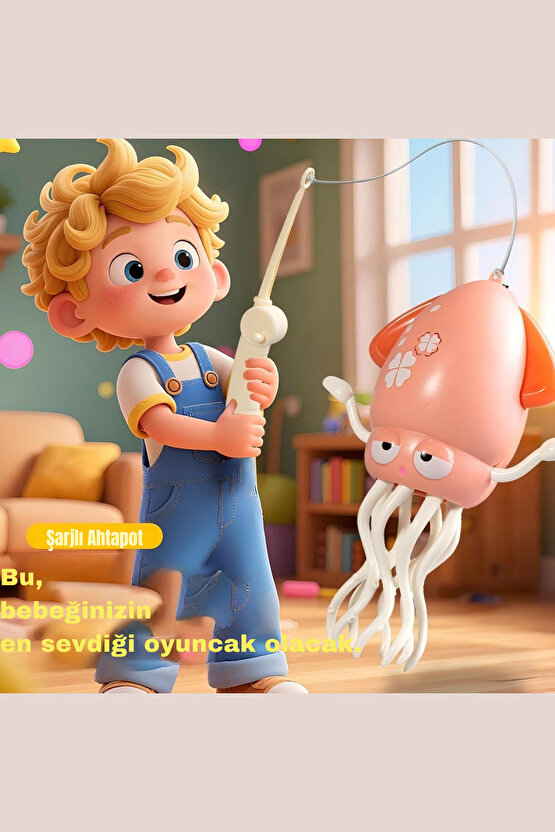 Dans Eden Ahtapot Müzikli LED Işıklı Oyuncak Şarjlı Hareketli ve Kolları Dans Eden Aktivite Seti +1