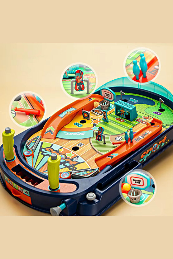 Oyuncak Mini Langırt Oyun Masası Gerçekçi Pinball 2-4 Oyunculu