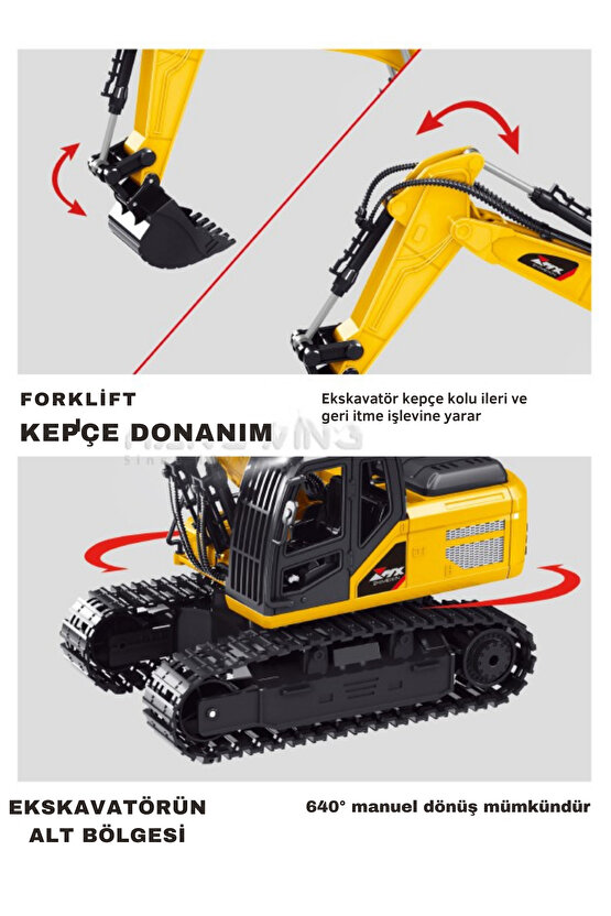Oyuncak 40 Mhz Uzaktan Kumandalı Işıklı İş Makinası RC Ekskavatör Kepçe Paletli