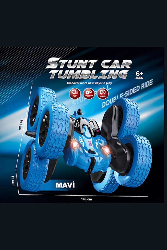 Oyuncak Işıklı Uzaktan Kumandalı Full Fonksiyon Şarjlı 2.4 Ghz 6 Teker Akrobat Araba