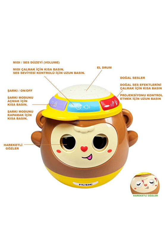 Oyuncak Sesli ve Işıklı Projeksiyonlu 5IN1 +0 Yaş Bebekler İçin Aktivite Oyuncağı Çok Renkli