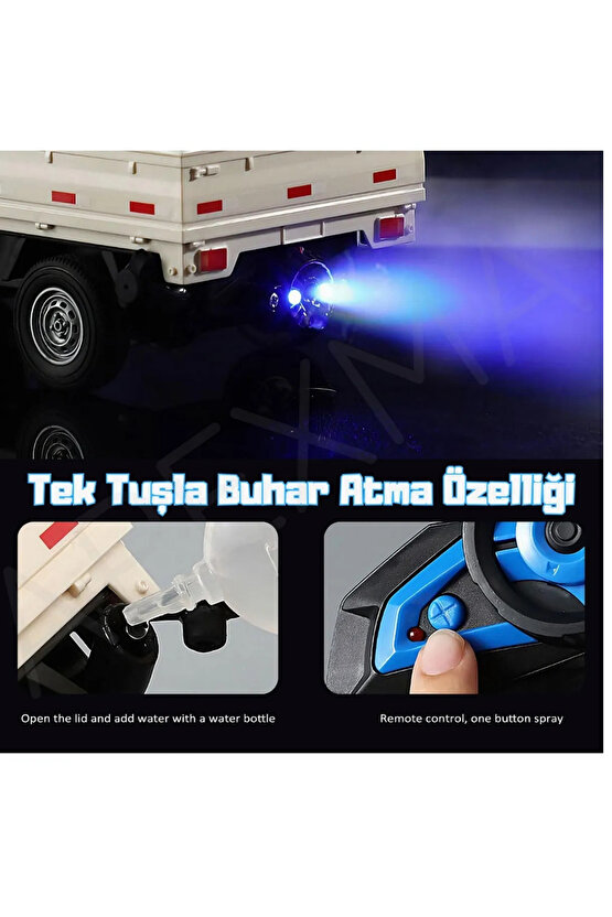 Oyuncak 2.4GHz Uzaktan Kumandalı Sesli Işıklı Şarjlı Buhar Atan Kapıları Açılan Rc Kamyonet