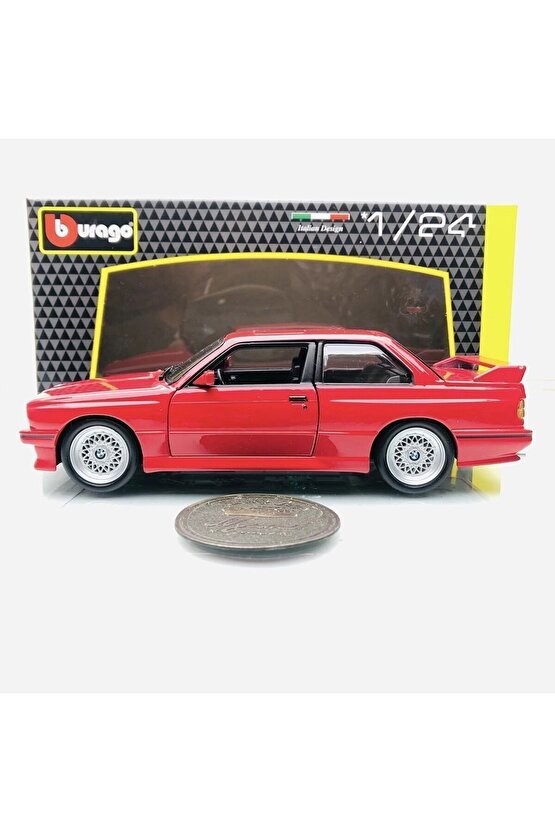 Yeni - New 1988 BMW M3 (E30) Red 1:24 Ölçek Burago Marka