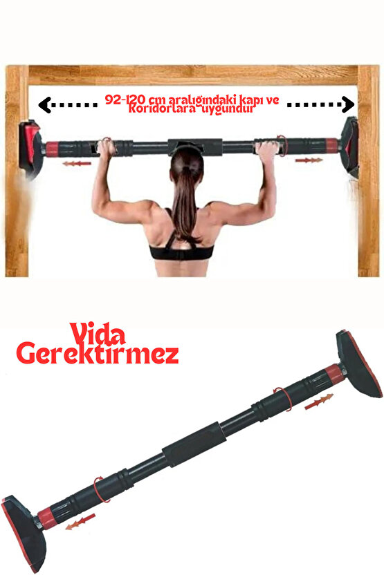 Yeni Nesil Güvenli ve Kayma Yapmaz 92-120 cm Koridor ve Kapı Barfiks Demiri Barfix Çubuğu