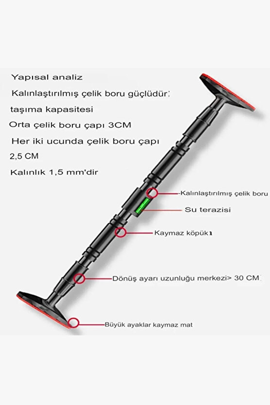 Yeni Nesil Güvenli ve Kayma Yapmaz 92-120 cm Koridor ve Kapı Barfiks Demiri Barfix Çubuğu