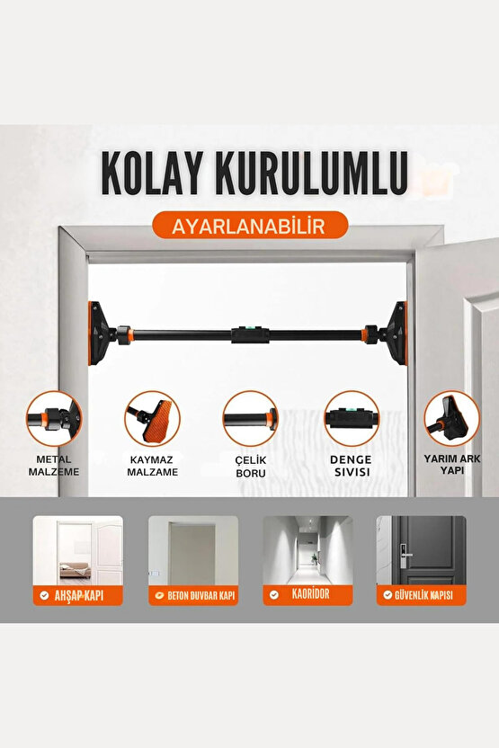 Güvenli Kayma  Yapmayan 92-120CM Koridor Kapı Barfiksi Barfix Aleti Çubuğu Çekme Barı Demiri Bar