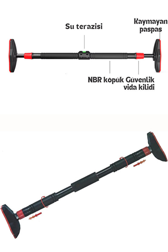 Güvenli Kayma  Yapmayan 92-120CM Koridor Kapı Barfiksi Barfix Aleti Çubuğu Çekme Barı Demiri Bar