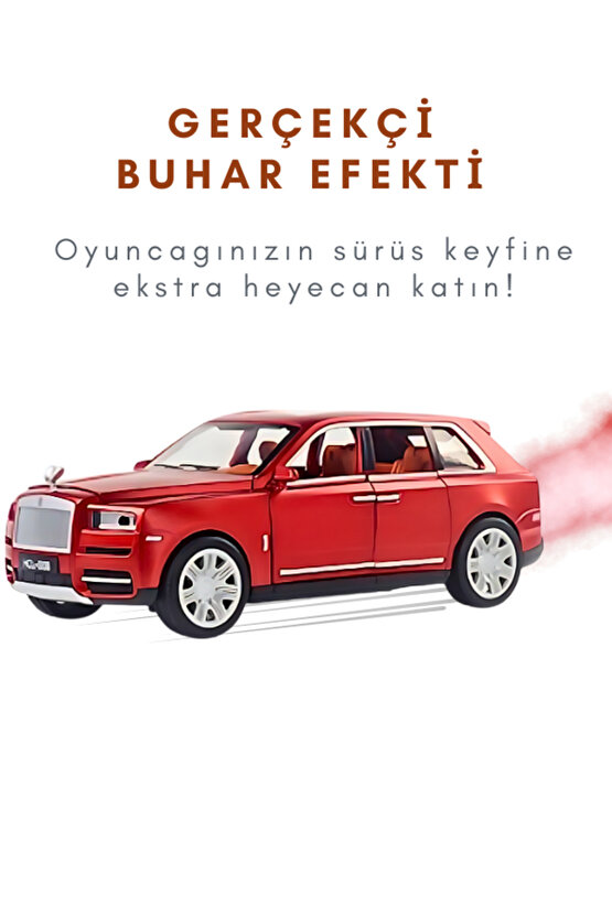 Çek-Bırak Lüks RR Buhar Çıkaran Sesli Işıklı Kapıları ve Bagajı Açılabilen Oyuncak Araç Die-Cast