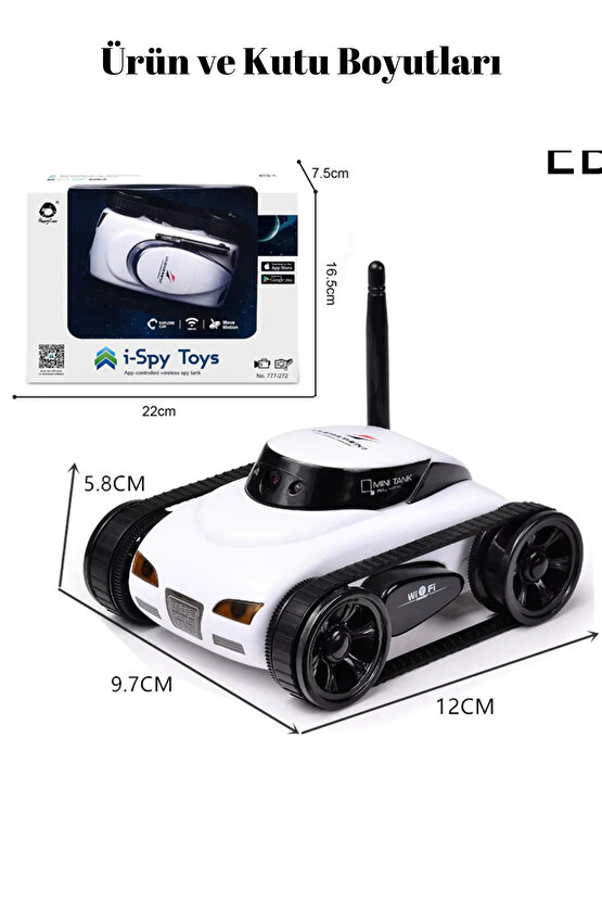 Oyuncak Kablosuz Şarjlı Mini Tank Video Kamera Kayıt Özelliği ve Telefon Kontrollü