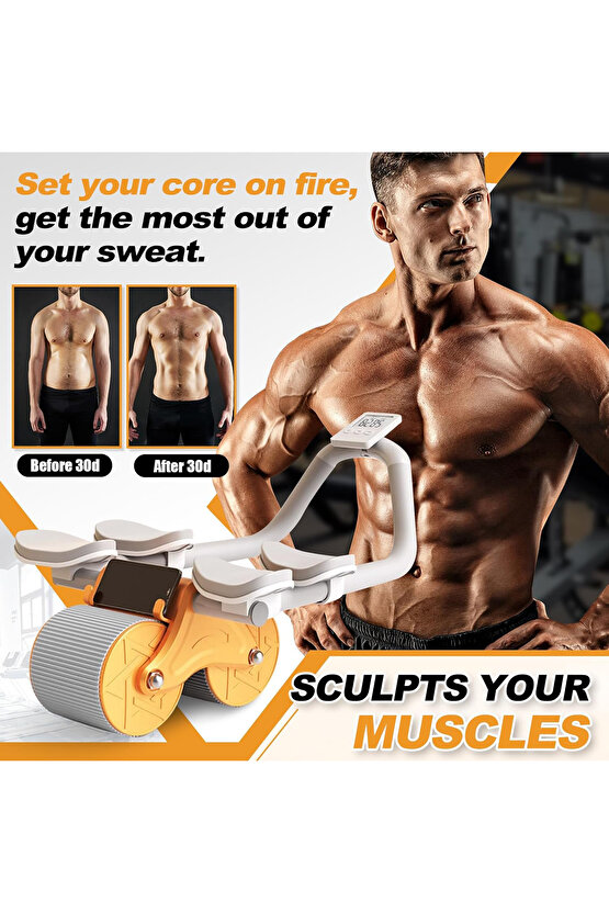 Dijital Ekranlı Çek Bırak Spor Aleti - Dirsek Destekli Mekik Aleti - Karın Egzersiz Aleti