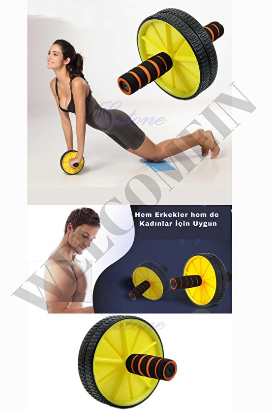 Ab Wheeler Tekerlek Matlı Fitness Kondisyon Mekik Spor Aleti Karın Kol ve Bacak Kası Etkili