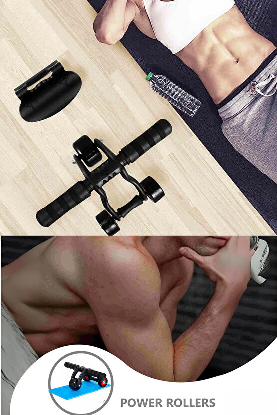 AB Roller Karın ve Kol Kası Egzersiz Aleti Fitnes Güç Tekerleği Fitness (Diz Pedi Hediye)