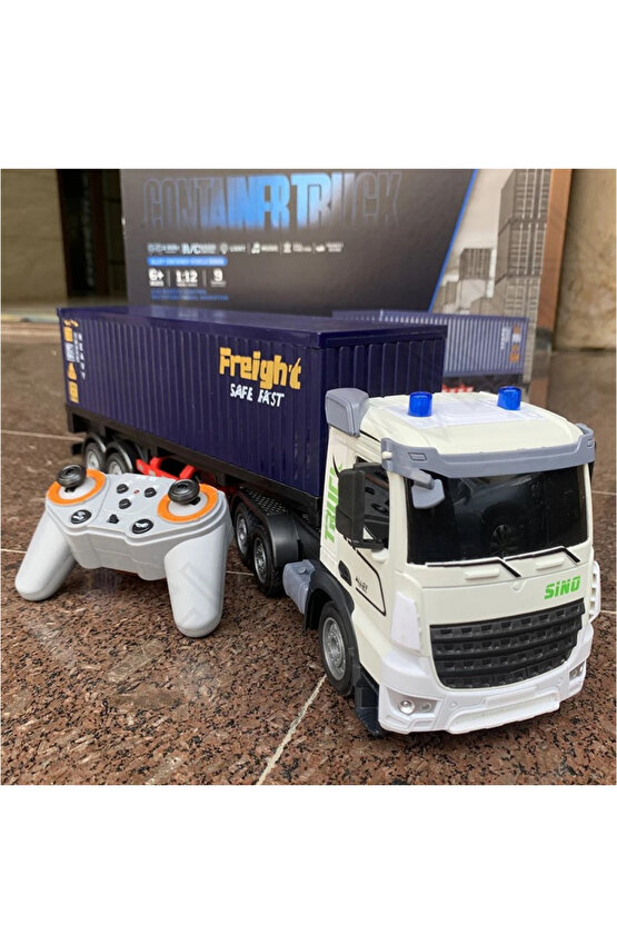 Oyuncak 2.4GHz Uzaktan Kumandalı 1:12 Ölçek Işıklı ve Sesli Konteynerlı Tır - Şarjlı Dorseli Tır
