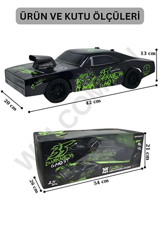 Oyuncak 2.4Ghz Uzaktan Kumandalı Ghost Rider Şarjlı 25 Km Hız Yapan Dev Boy 42cm RC Araba
