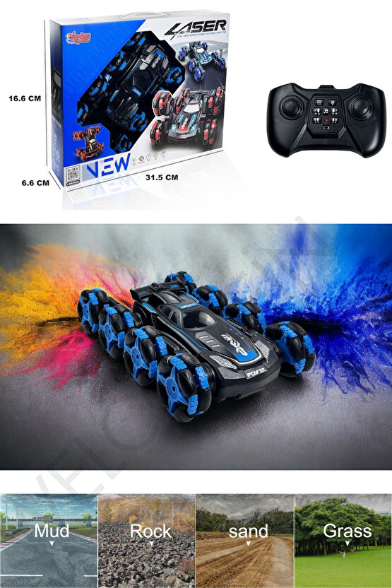 Oyuncak Uzaktan Kumandalı Full Fonksiyon 2.4Ghz 8 Teker Drift Atan Akrobat Araba