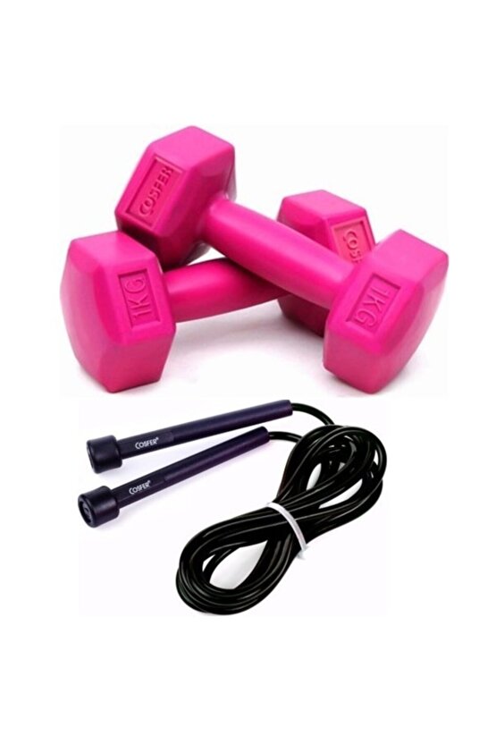 Dambıl 1 Kg X 2 Fuşya - Atlama Ipi Siyah