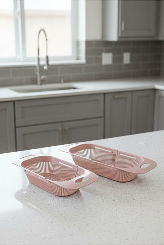 Sürgülü Genişleyebilir Süzgeç Ayarlanabilir Meyve Sebze Yıkama Sepeti