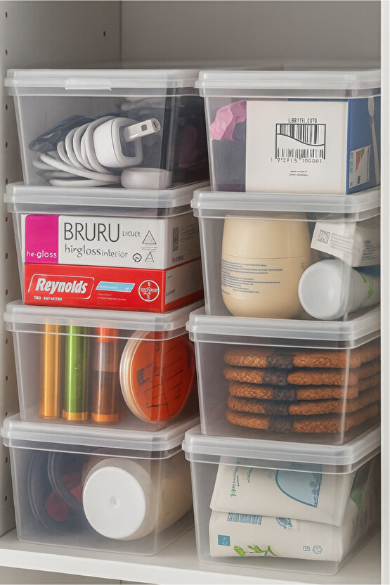 10’lu Kapaklı Saklama Kabı Seti – Düzenleyici - 1 Litre, Buzdolabı ve Derin Dondurucu Uyumlu