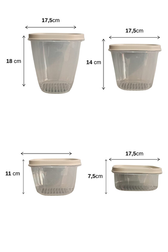 Vizon 4lü Vakumlu Sızdırmaz Kapaklı Saklama Kabı Erzak Düzenleyici Set 1L, 1,5L, 2L, 2,5L