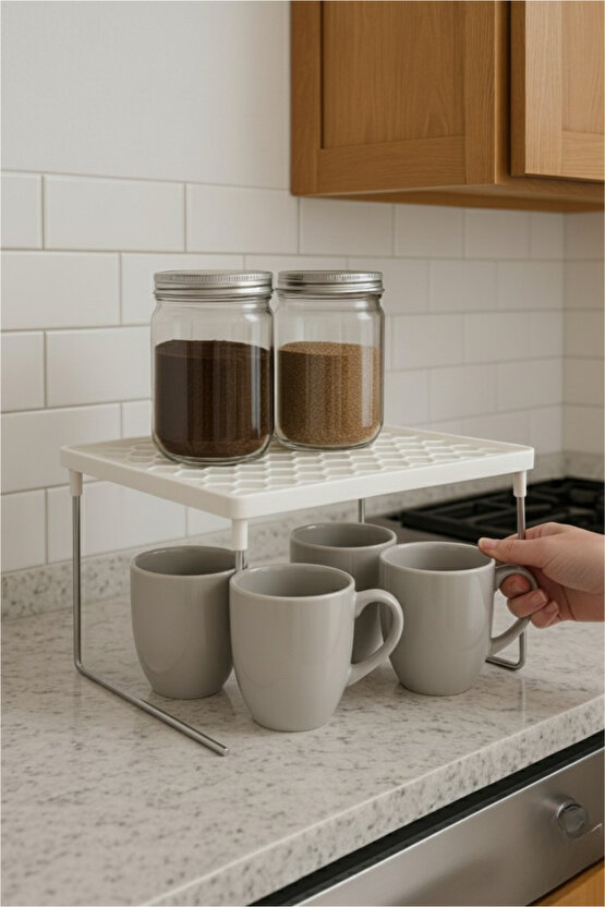 Kare Mutfak ve Banyo Düzenleyici Raf Çok Amaçlı Organizer Raf