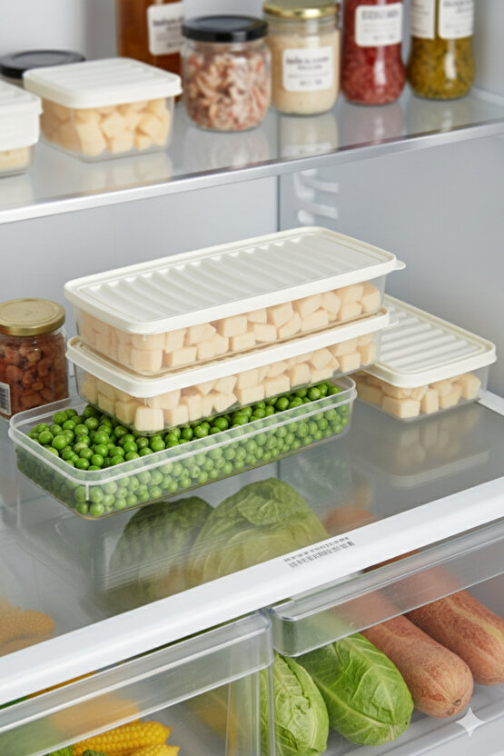 8li Şeffaf Saklama Kabı Buzdolabı Dondurucu Difrize Uygun Süzenleyici Set 8x1200 ml