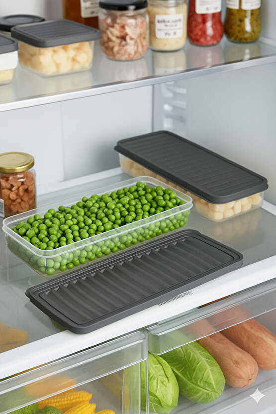 4lü Şeffaf Saklama Kabı Buzdolabı Dondurucu Difrize Uygun Düzenleyici Set 4x1200 ml