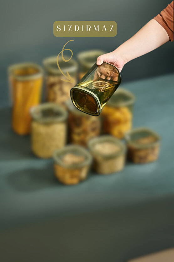 Premium 6lı 2 LT Sızdırmaz Contalı Erzak Bakliyat Saklama Kabı Yeşil