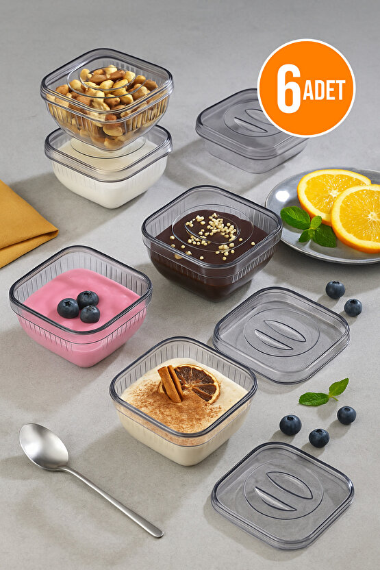 6lı Kapaklı Saklama Kabı | Çerezlik Kahvaltılık Şekerlik Sunumluk Kase