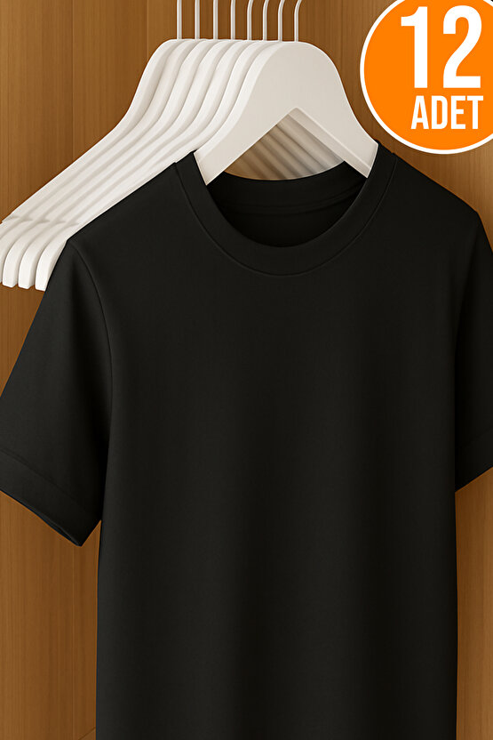 12 Adet - Ahşap Görünümlü Plastik A Kalite Elbise Askısı Tshirt Pantolon Askı