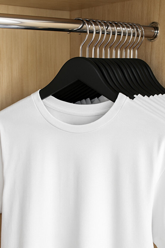 24 Adet - Ahşap Görünümlü Plastik A Kalite Elbise Askısı Tshirt Pantolon Askı