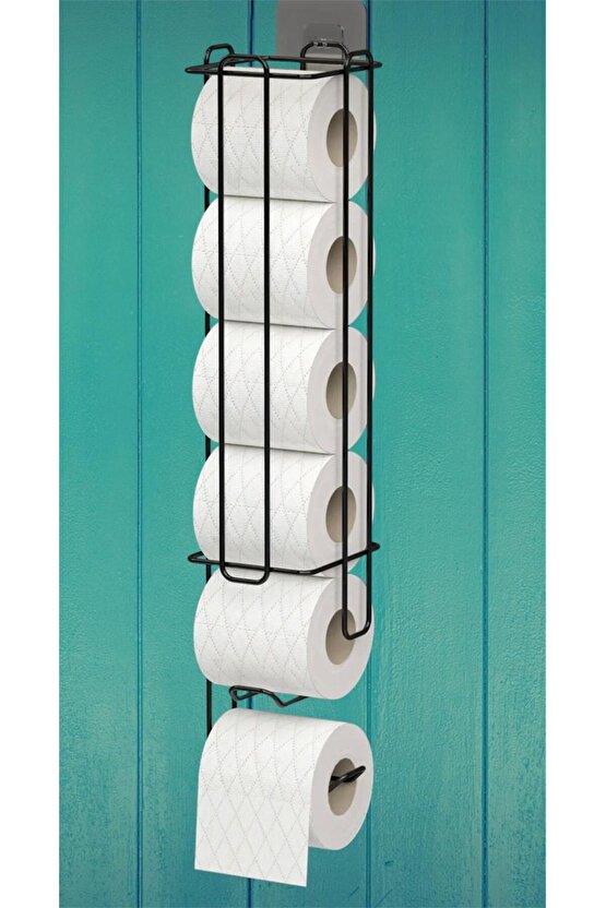 Yapışkanlı Yedekli Wc Kağıtlık Metal Tuvalet Kağıtlığı - Siyah