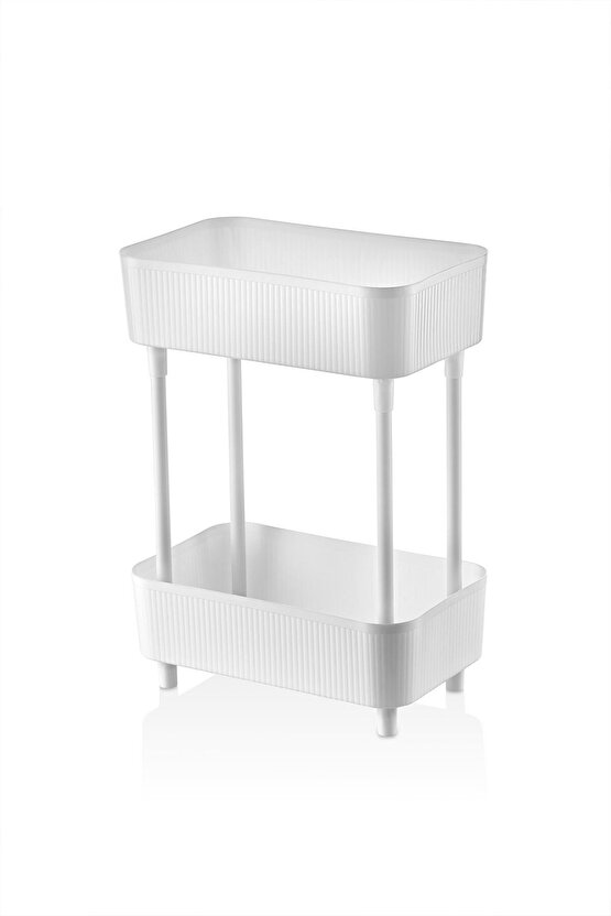 Düzenleyici 2 Katlı Beyaz Raf -Dolap İçi & Tezgah Üstü Banyo Deterjanlık Mutfak Evye Altı Organizer