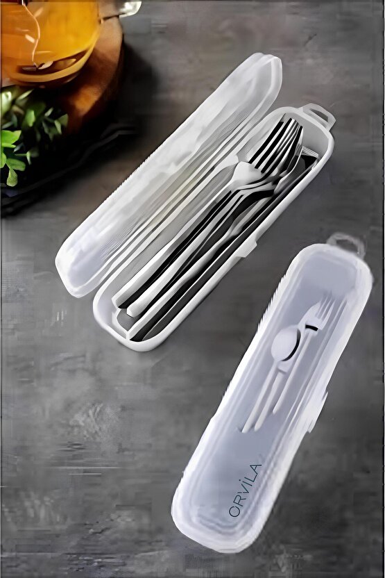 6 Adet - Kaşık Çatal Bıçak Takımı Saklama Kutusu - Makyaj ve Kalemlik Şeffaf