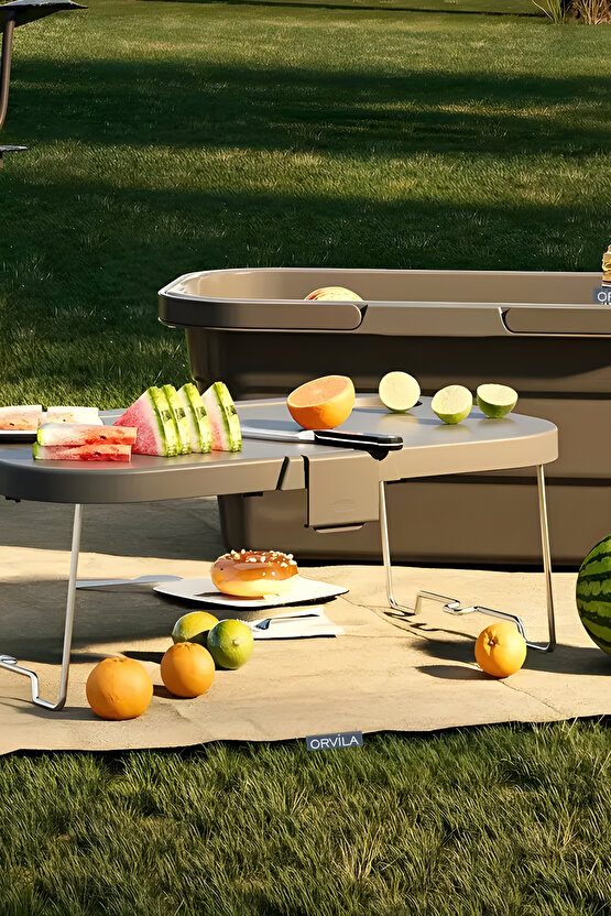 Katlanır Piknik Seti | Masalı Silikon Sepet Kamp Çantası