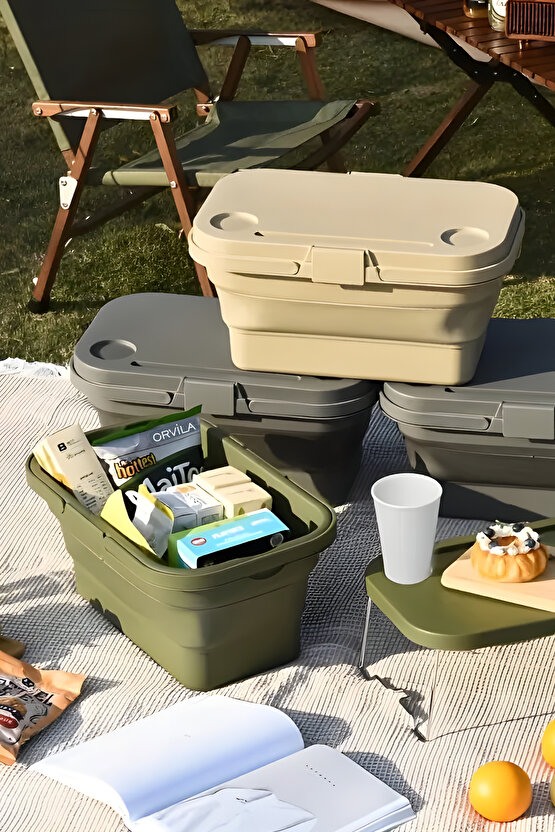 Katlanır Piknik Seti | Masalı Silikon Sepet Kamp Çantası