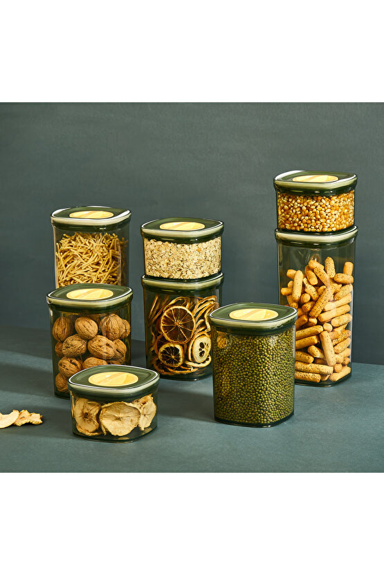 6x Adet Yeşil Locko Sızdırmaz Saklama Kabı 0,7LT & Erzak Kabı & Bakliyat Kabı