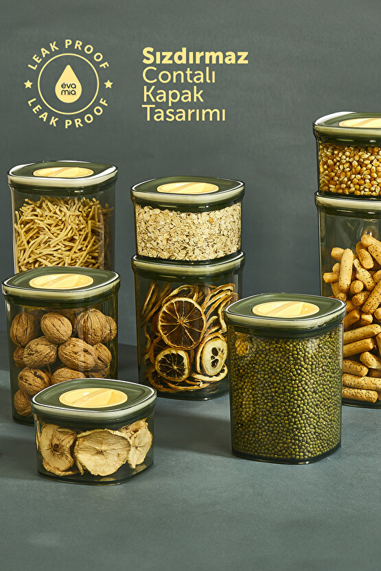 6x Adet Yeşil Locko Sızdırmaz Saklama Kabı 0,7LT & Erzak Kabı & Bakliyat Kabı